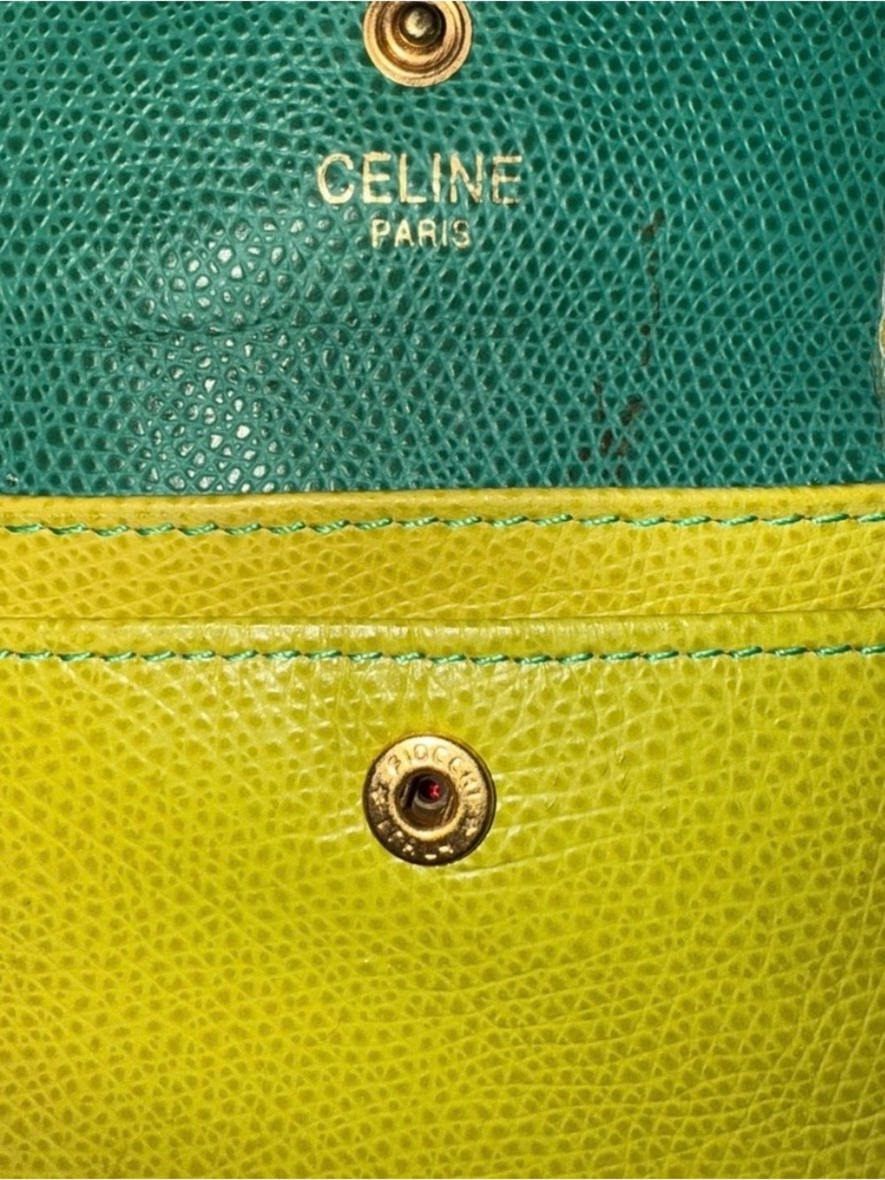 Authentic Celine Rare Lime Yellow Small Coin Wallet - Picture 3 of 7
